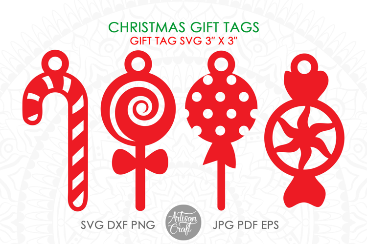 Christmas candy gift tag SVG cut files, Candy cane gift tag