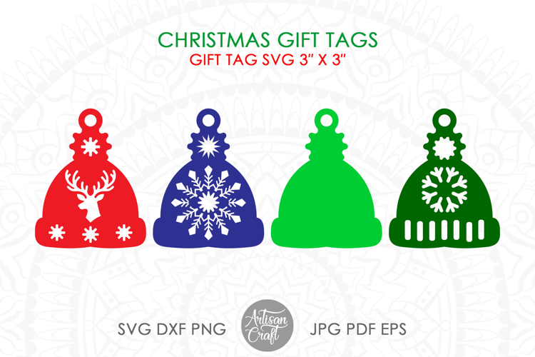 Christmas woolen cap gift tag SVG, Christmas gift tag