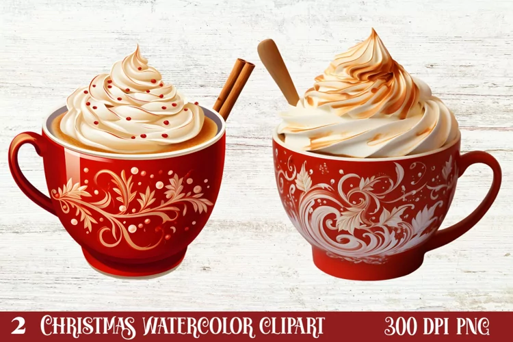 Christmas Cake Clipart, Christmas Cappuccino Clipart