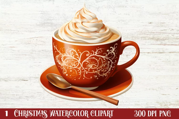 Christmas Cake Clipart, Christmas Cappuccino Clipart
