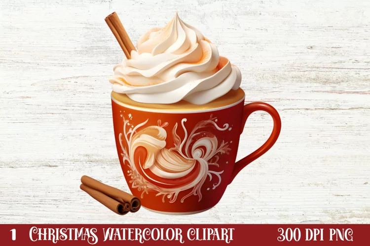 Christmas Cake Clipart, Christmas Cappuccino Clipart