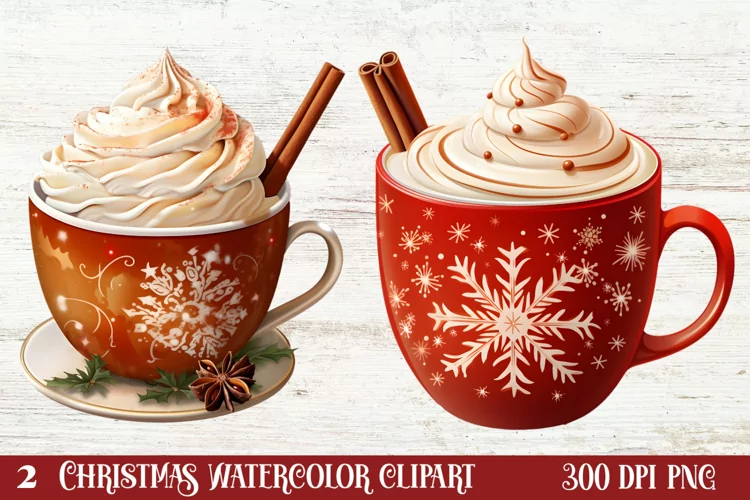 Christmas Cake Clipart, Christmas Cappuccino Clipart