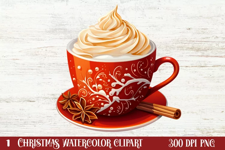 Christmas Cake Clipart, Christmas Cappuccino Clipart