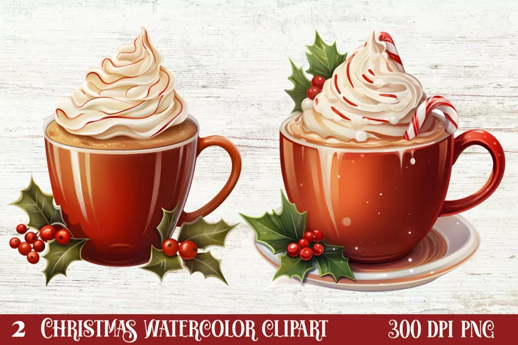 Christmas Cake Clipart, Christmas Cappuccino Clipart