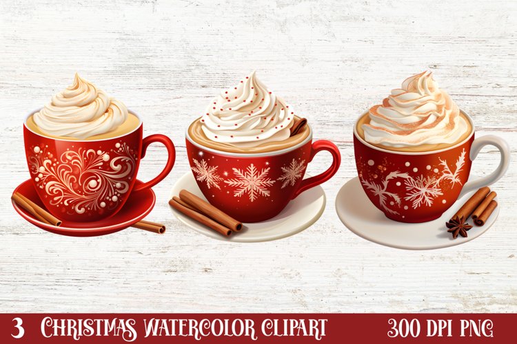 Christmas Cake Clipart, Christmas Cappuccino Clipart