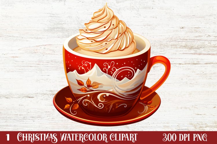 Christmas Cake Clipart, Christmas Cappuccino Clipart
