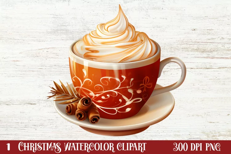 Christmas Cake Clipart, Christmas Cappuccino Clipart