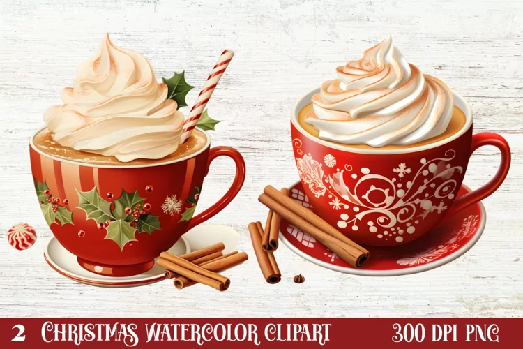 Christmas Cake Clipart, Christmas Cappuccino Clipart