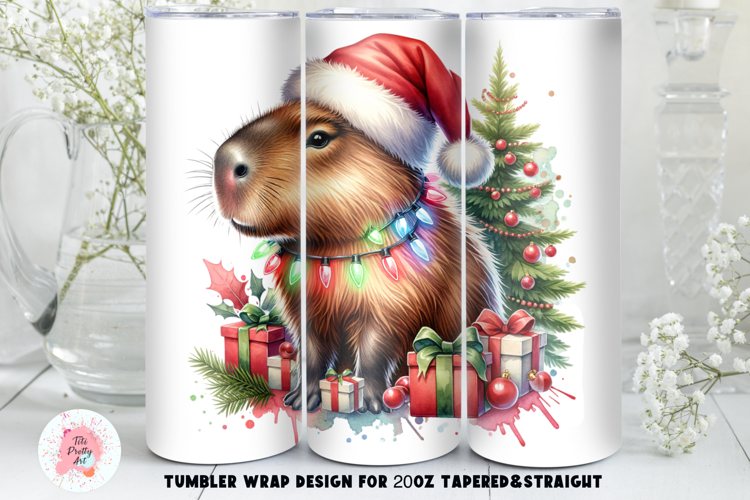 Christmas Capybara Winter Time Tumbler Wrap For 20oz