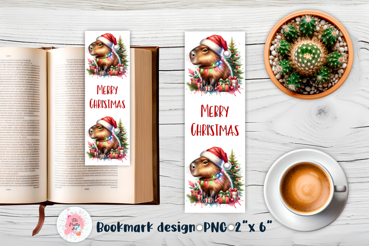 Christmas Capybara Winter Vibes Bookmark Sublimation Design