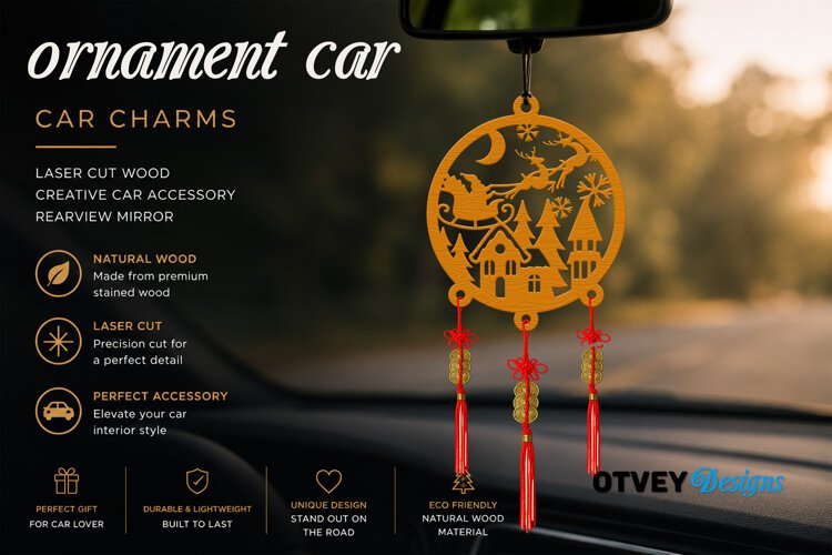 Christmas Car Charms laser Cut example image 1