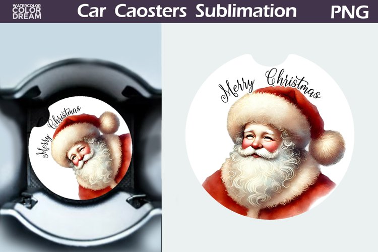 Merry Christmas Car Coaster | Retro Santa Claus Coaster