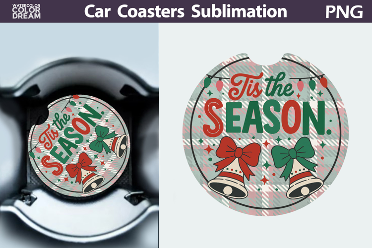 Christmas Car Coaster | Christmas Quote Round Coaster