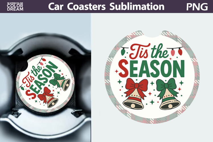 Christmas Car Coaster | Christmas Quote Round Coaster