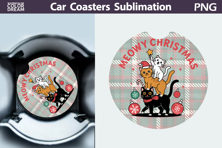 Christmas Car Coaster | Christmas Quote Round Coaster