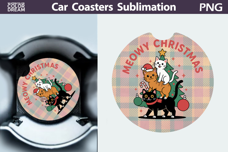 Christmas Car Coaster | Christmas Quote Round Coaster