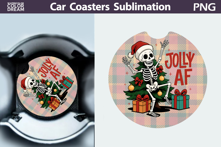 Christmas Car Coaster | Christmas Quote Round Coaster