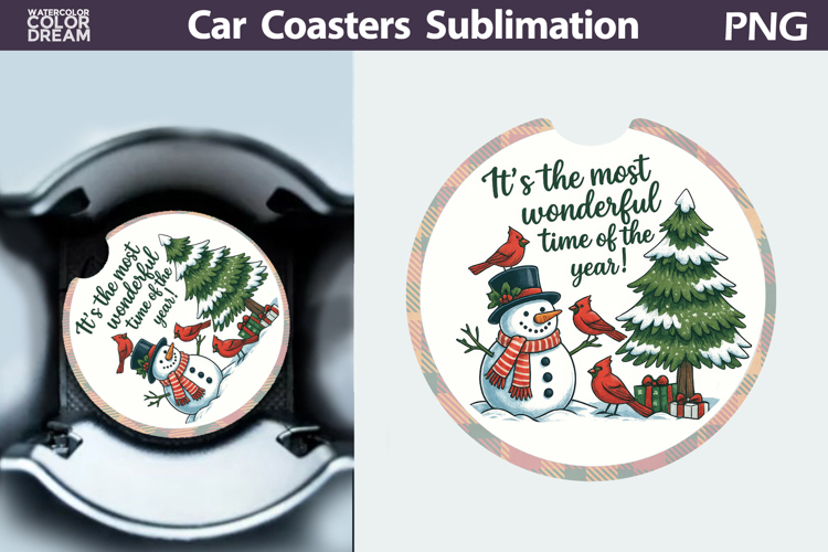 Christmas Car Coaster | Christmas Quote Round Coaster