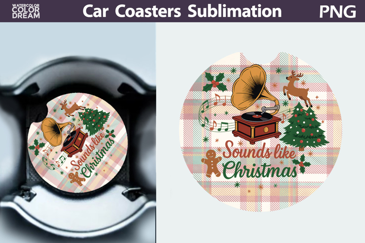 Christmas Car Coaster | Christmas Quote Round Coaster
