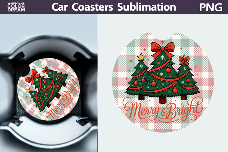Christmas Car Coaster | Christmas Quote Round Coaster
