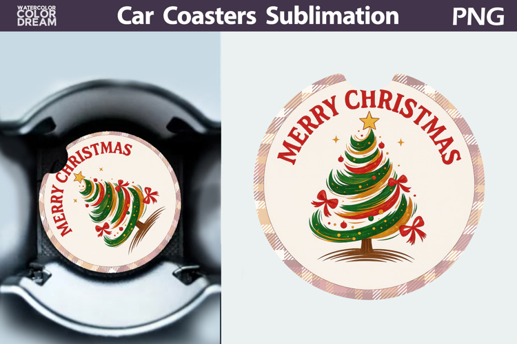 Christmas Car Coaster | Christmas Quote Round Coaster