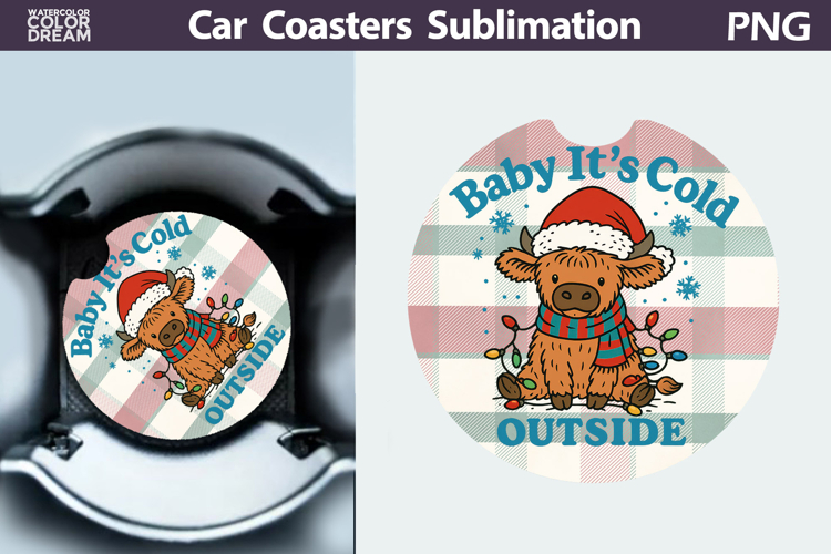 Christmas Car Coaster | Christmas Quote Round Coaster