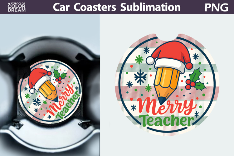 Christmas Teacher Car Coaster | Quote Round Coaster
