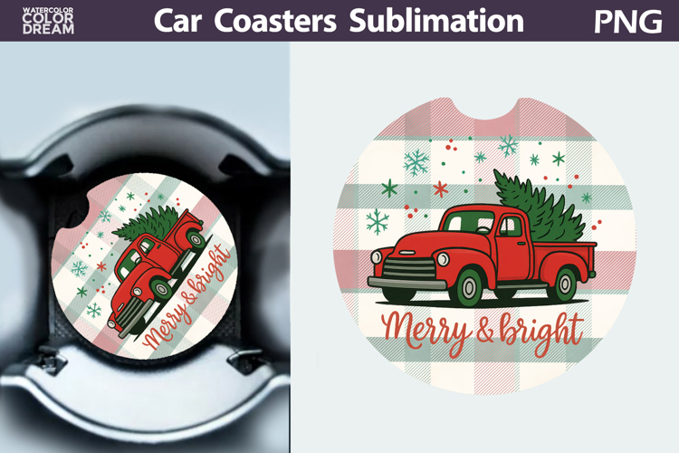 Christmas Car Coaster | Christmas Quote Round Coaster