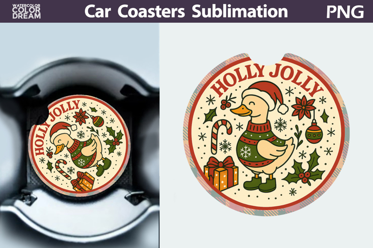 Christmas Car Coaster | Christmas Quote Round Coaster