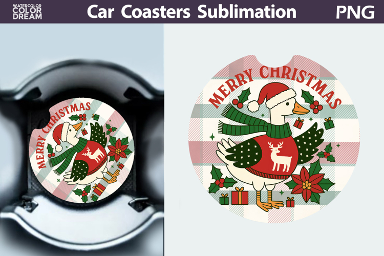 Christmas Car Coaster | Christmas Quote Round Coaster