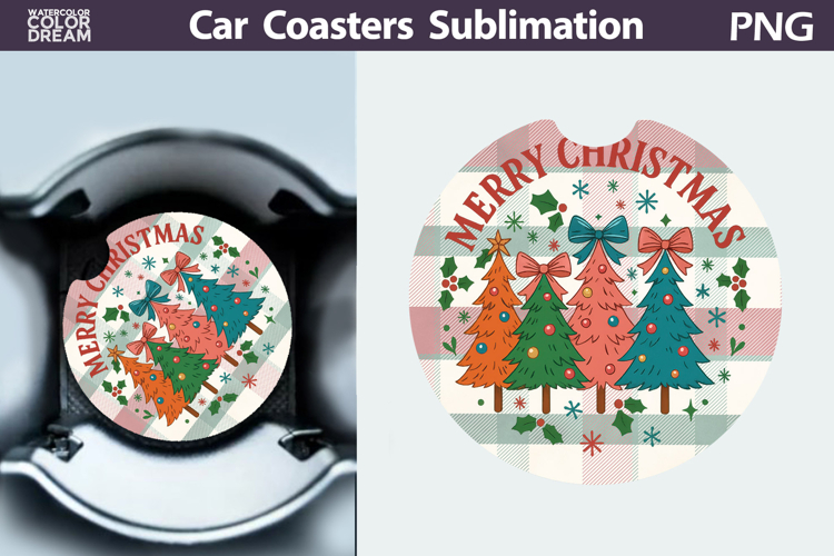 Christmas Car Coaster | Christmas Quote Round Coaster