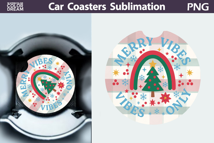 Christmas Car Coaster | Christmas Quote Round Coaster