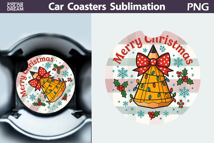 Christmas Car Coaster | Christmas Quote Round Coaster