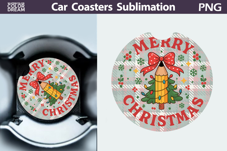 Christmas Car Coaster | Christmas Quote Round Coaster