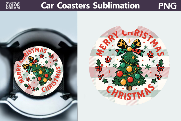 Christmas Car Coaster | Christmas Quote Round Coaster