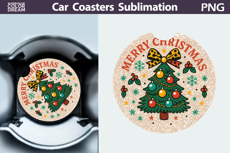 Christmas Car Coaster | Christmas Quote Round Coaster