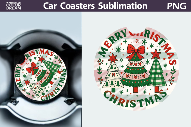 Christmas Car Coaster | Christmas Quote Round Coaster