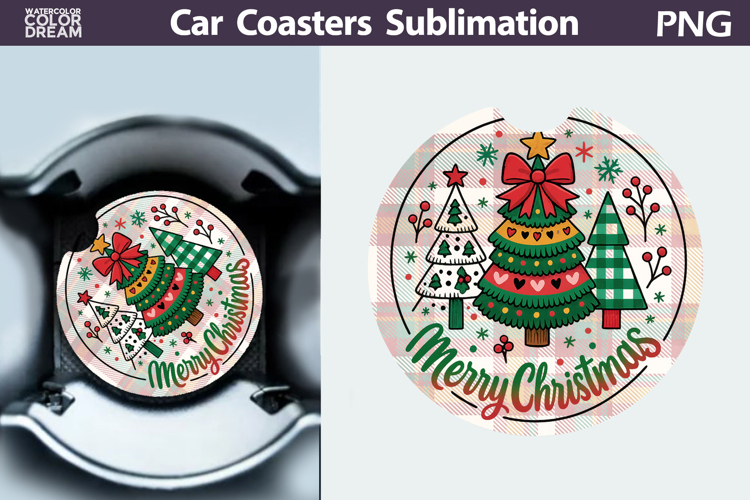 Christmas Car Coaster | Christmas Quote Round Coaster