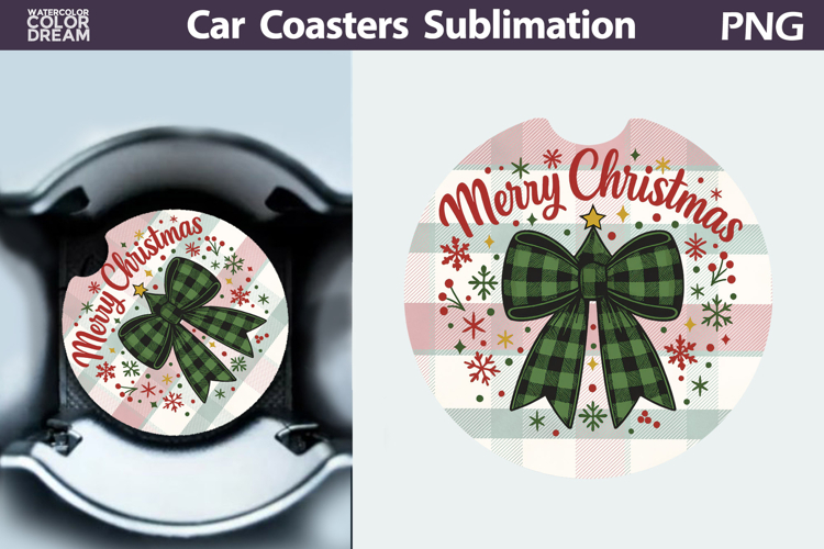 Christmas Car Coaster | Christmas Quote Round Coaster
