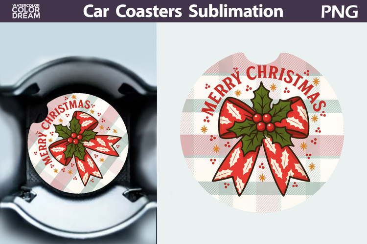 Christmas Car Coaster | Christmas Quote Round Coaster