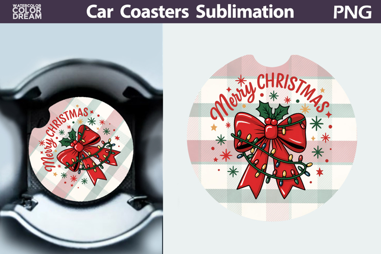 Christmas Car Coaster | Christmas Quote Round Coaster