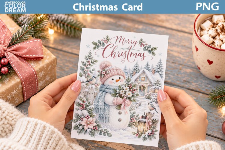 Snowman Christmas Card | Winter Cottage Printable example image 1