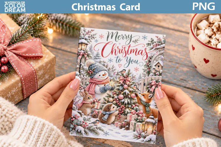 Woodland Christmas Card | Winter Animal Greeting Printable
