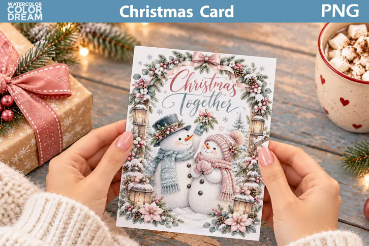 Snowman Couple Christmas Card | Winter Greeting Printable