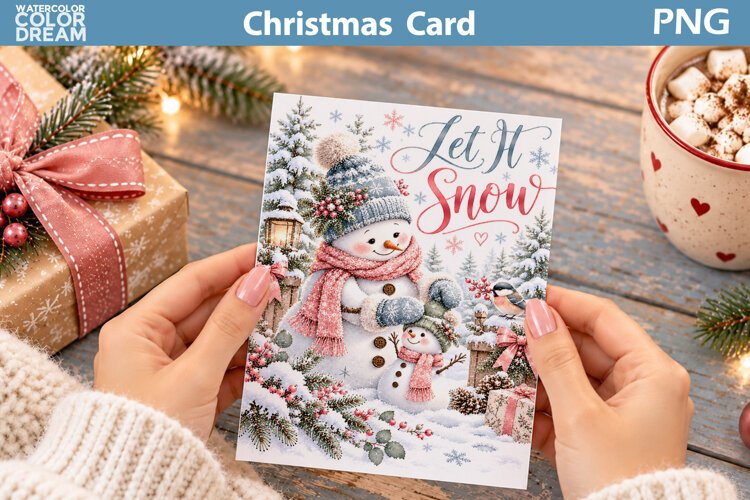 Snowman Christmas Card | Winter Greeting Printable example image 1