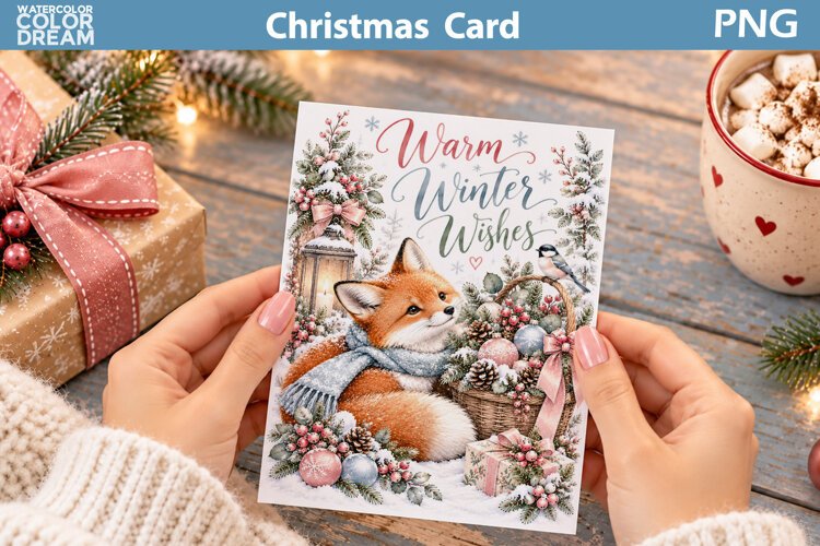 Christmas Fox Card | Winter Greeting Printable example image 1