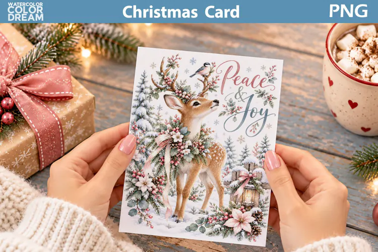 Christmas Deer Card | Winter Greeting Printable