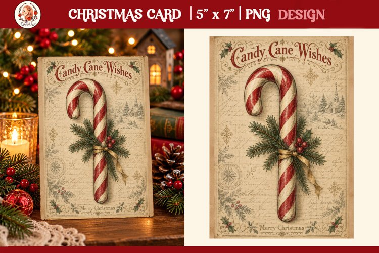 Vintage Christmas Card. Antique Christmas Postcard example image 1