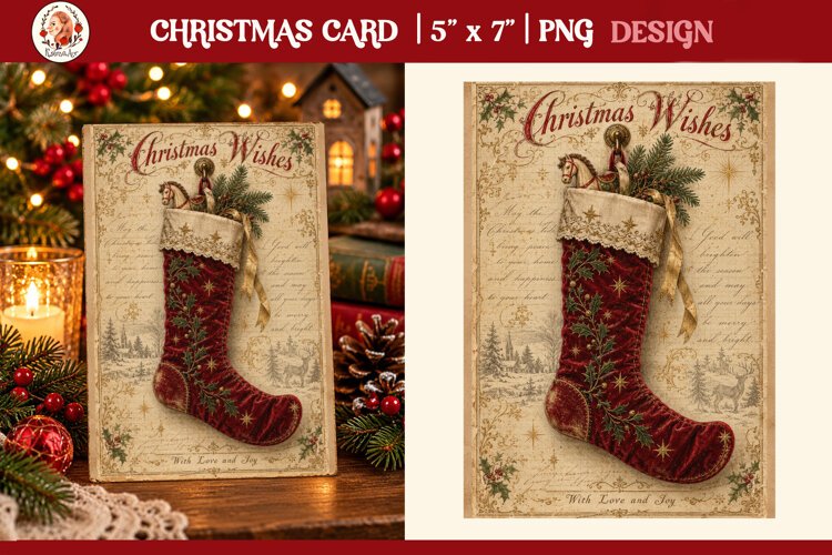 Vintage Christmas Card. Antique Christmas Postcard example image 1