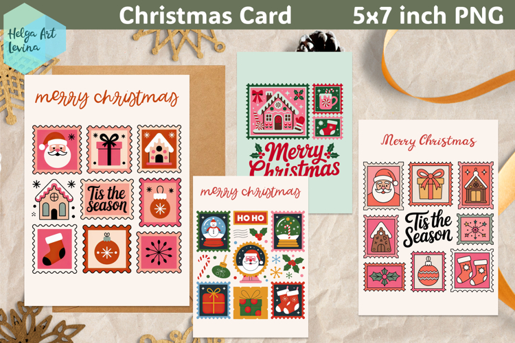 Christmas postage stamp Card